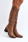 Kozaki Damskie Ażurowe Brązowe Pinkema RMR2337-6