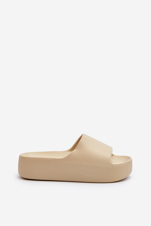 Women's Thick Sole Beige Slides Oreithano