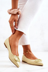 Leather Pointed Ballerinas Light Green Rachelle