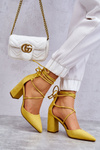 Classic Tied Suede Pumps Yellow Lucira