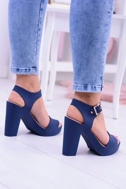 Women's Navy Blue Rubber Stiletto Sandals Meliski Viene