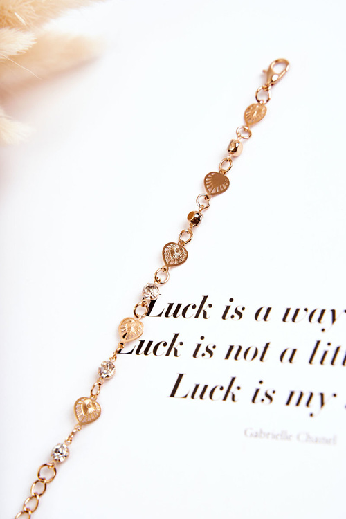 Women's Adjustable Bracelet With Cubic Zirconia Heart Gold
