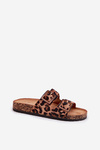 Ladies Slippers With Clear On Cork Sole Leopard Brown Sercele