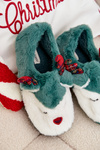 Christmas Women's Slippers With Reindeer Motif Fur Green Orsella