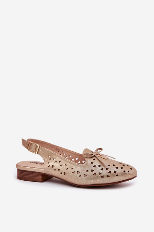 Perforated Ballerinas With Open Heel Gold Navinnia