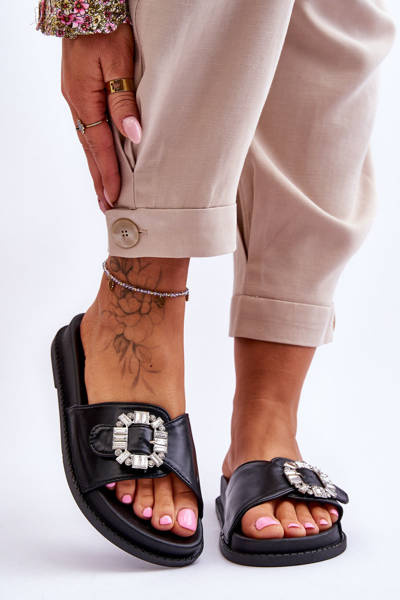 Women's Platform Slippers With Decoration Black Beneca