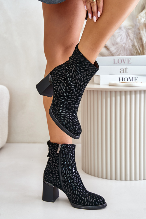 Women's Insulated Heeled Ankle Boots Black D&A MR880-085