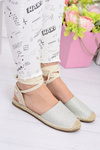 Women's Linen Ballerinas Tiered Silver Espadrilles Sea