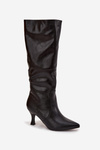 Women's High Heel Boots Made of Eco Leather Black Karella