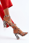 Trendy High-Heeled Sandals Black and White Josette