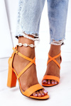 Suede High Heel Sandals Orange Dance With Me