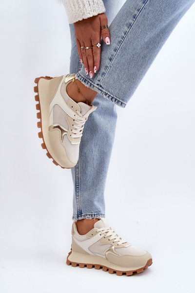 Women's Beige Sports Sneakers Ralita