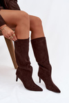 Women's Slip-On Insulated Boots on High Heel Chocolate Olivienne