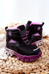 Children's Insulated Snow Boots Velcro Black and Pink Tannis