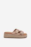 Women's sandals with braided eco suede beige Zaloemi