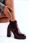 Lacquered boots Snake pattern on a post Maroon Eldey