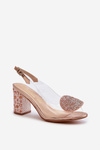 Transparent Sandals with Stiletto Heel Pink Gold D&A MR38-112