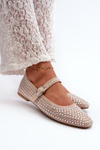 Eco Suede Ballerinas Embellished with Jet Beige Tinara