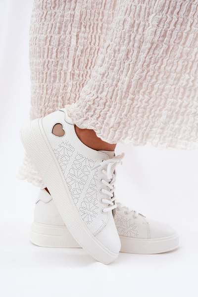 Women's Leather Sneakers On Platform Vinceza 88018 White