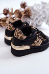 Leather Sport Shoes Leopard Black Trixie