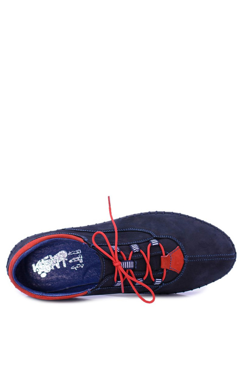 Men's Leather Casual Half Shoes Navy Blue Bill