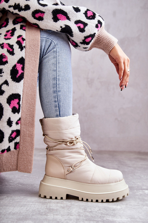 Women's Snow Boots On The Platform Beige Lilou