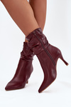 Women's ankle boots on heel with ruched shaft zipper Bordeaux Ulisse