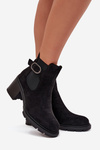 Insulated women's ankle boots with a decorative buckle black Melara