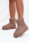 Women's Snow Boots Made of Natural Suede on Platform Beige Privine