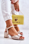Leather Sandals On High Heel Beige Lorisa