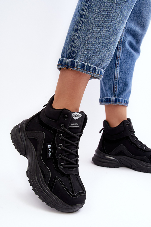 Women's Quilted Lace-up Trapper Boots Lee Cooper LCJ-23-44-1976L Black