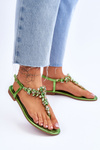 Women's Sandals Flip Flops With Stones Green Lenisa