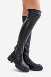 Knee High Boots On Flat Heel With Chain Pemeriana
