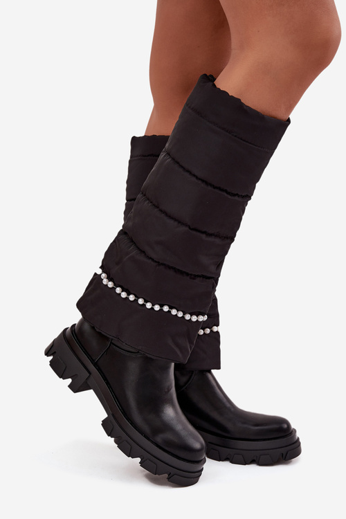 Women's insulated boots with beads Black Irvette