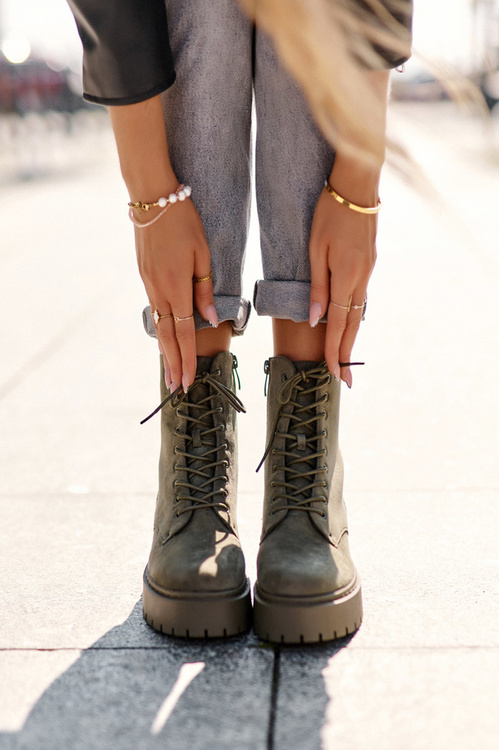 Women's Suede Ankle Boots Green Dearia
