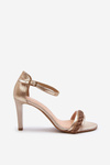 Zazoo 3328/2 Women's Leather Sandals with Stiletto Heel Gold