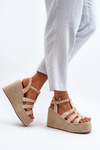 Wedge Sandals with Woven Detail Beige Gnosis