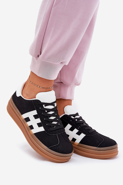 Stylowe Damskie Sneakersy Na Platformie Czarne Syliyana