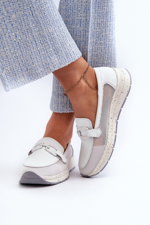 Women's Leather Moccasins D&A TW210 White