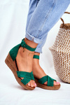 Suede Wedge Sandals Maciejka 04565-09 Green