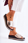 Fashionable Women's Slippers With Decoration Gold Holle