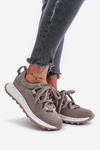 Damskie Zamszowe Sneakersy Grube Sznurowanie Szare Artiker 54C1465 