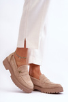 Suede Moccasins with Decoration Beige Esperta