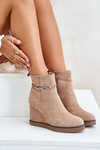 Wedge Ankle Boots With Decorative Strap Beige Kaiviana