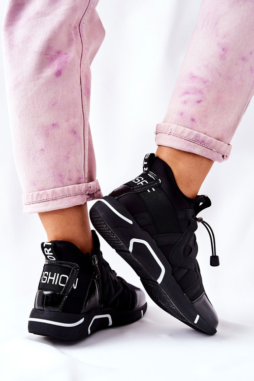 Wysokie Sportowe Buty Sneakersy Czarne Lanez