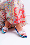 Women's Flip Flops With Zircons Lu Boo Gasoline Blue Medina