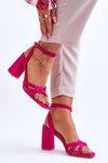 Classic Suede Heel Sandals Fuchsia Bernett
