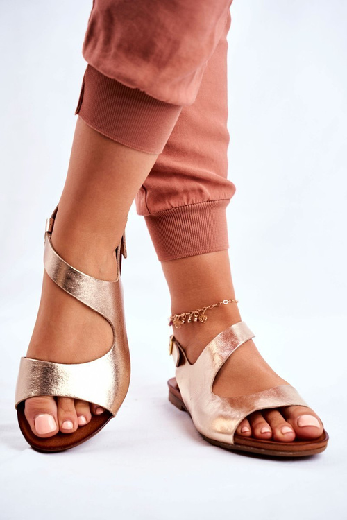 Women's Laura Messi 1116 Leather Sandals Gold Vollare