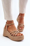 Beige Platform Sandals and Wedges Oporia