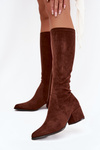 Women's Low Heel Eco Suede Boots Sergio Leone KZ212 Brown